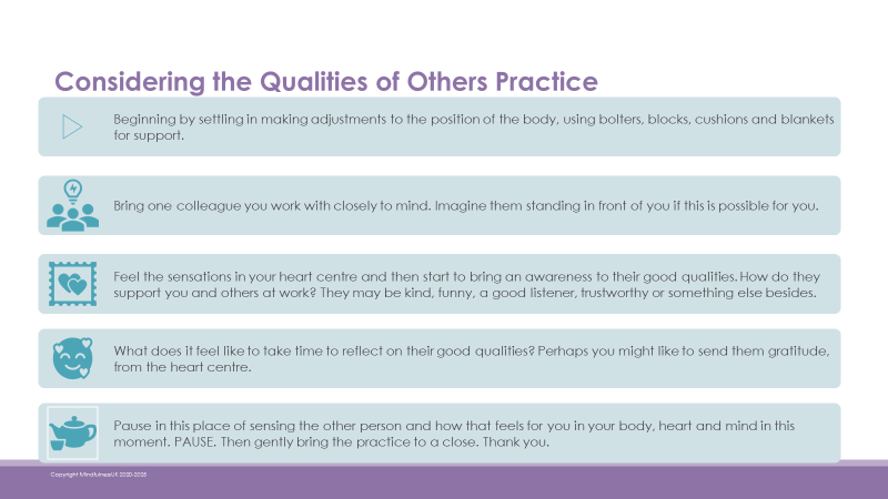 Considering the qualities of others practice